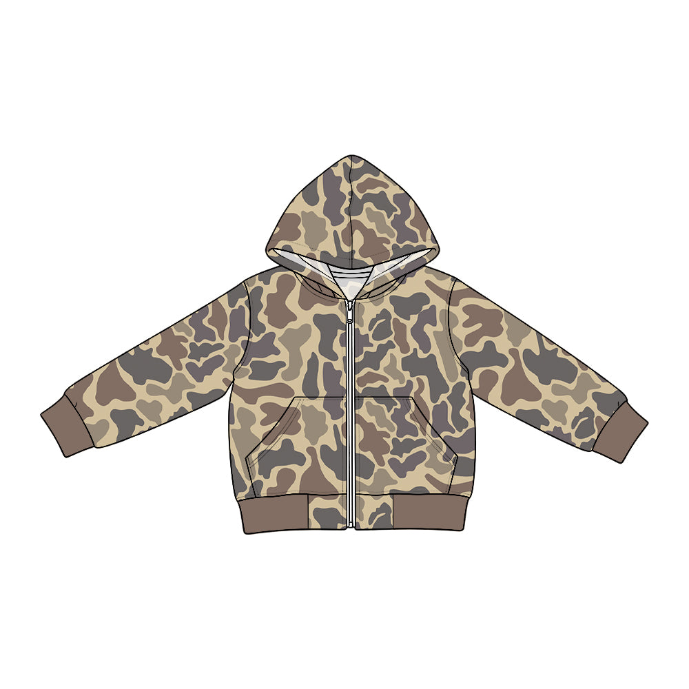 Grey khaki camo print baby boy long sleeve jeans hoodie top preorder