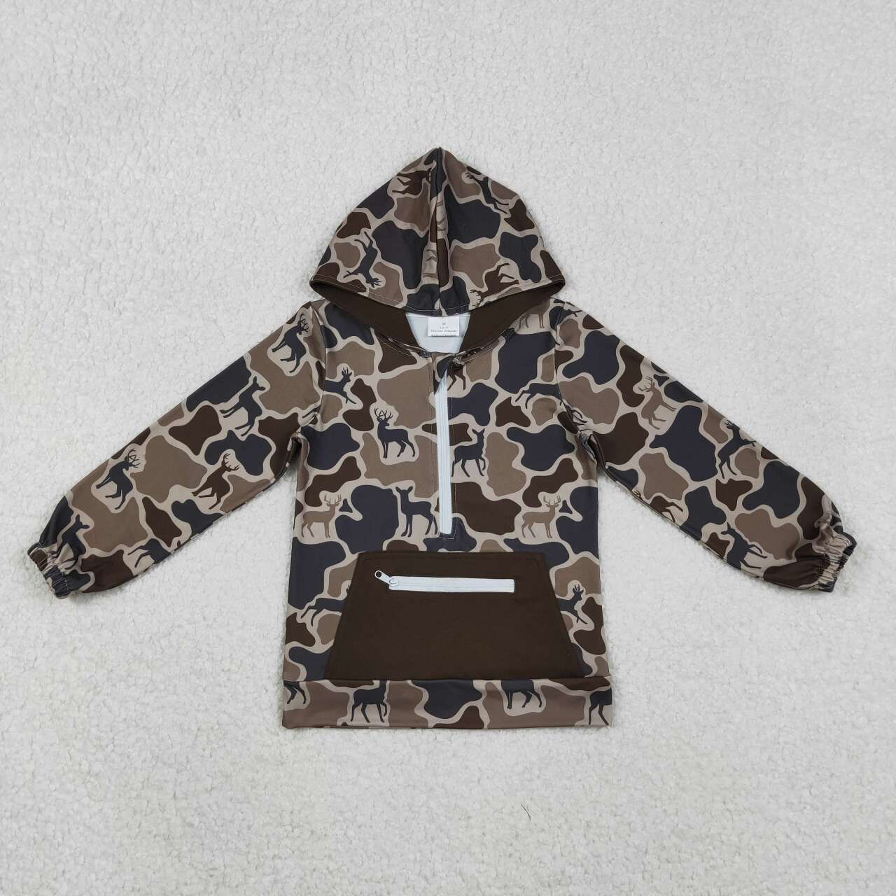 Deer camo kids long sleeve hoodie top