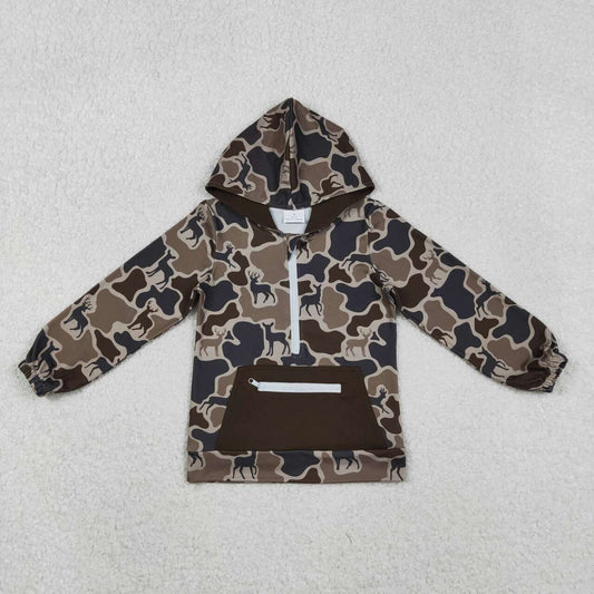 Deer camo kids long sleeve hoodie top