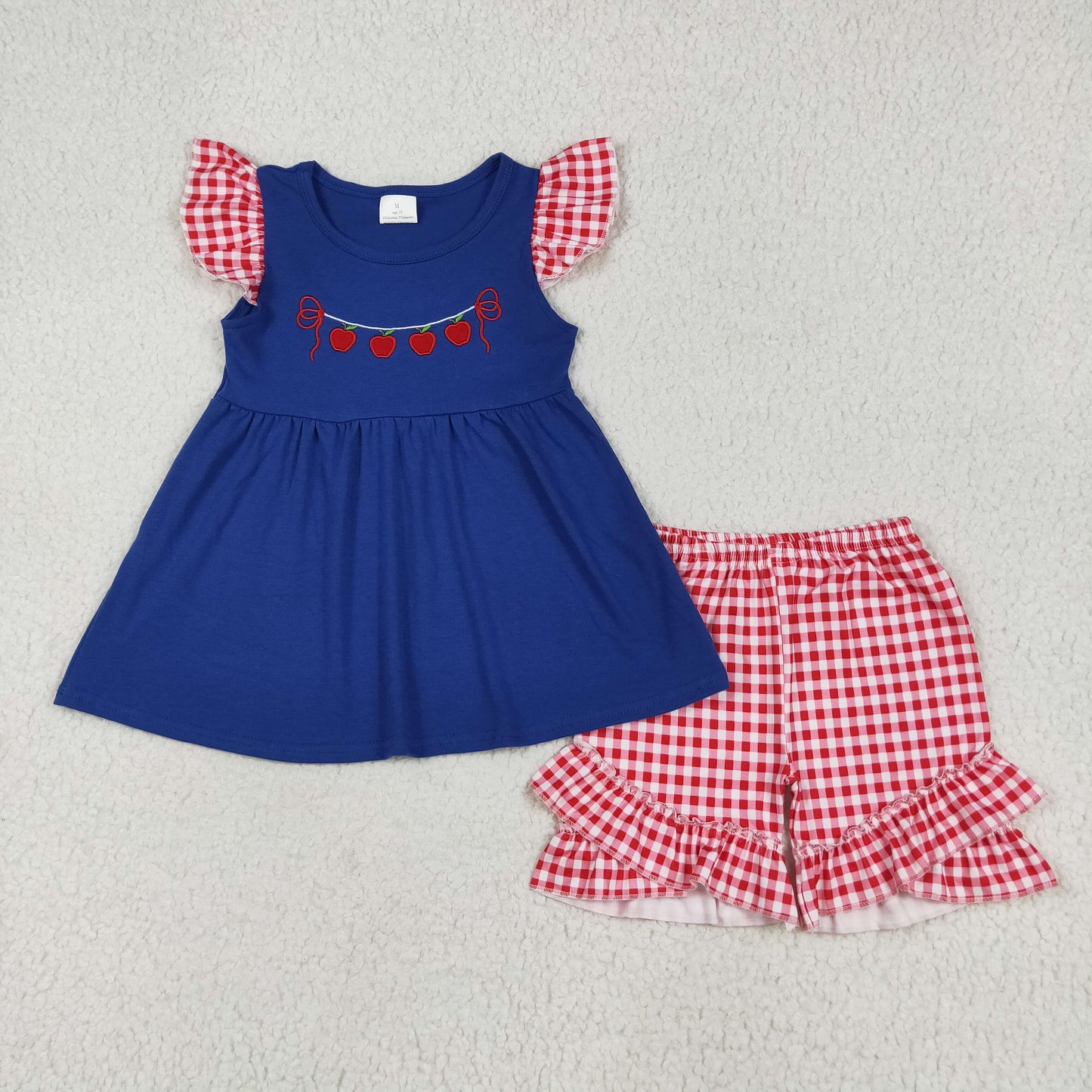 Baby girl apple design back to school outfit