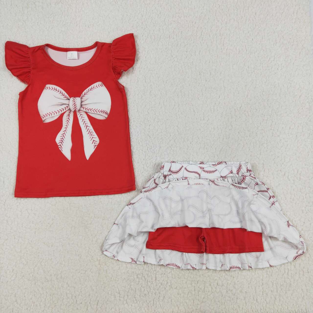 Baby girls baseball bow top matching skirt shorts summer shorts outfit preorder