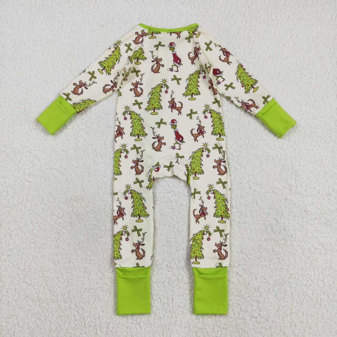 Christmas green face kids long sleeve romper