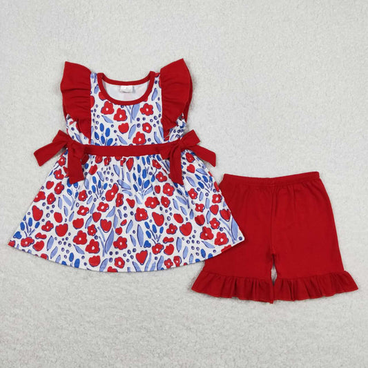 baby girls red floral clothing set