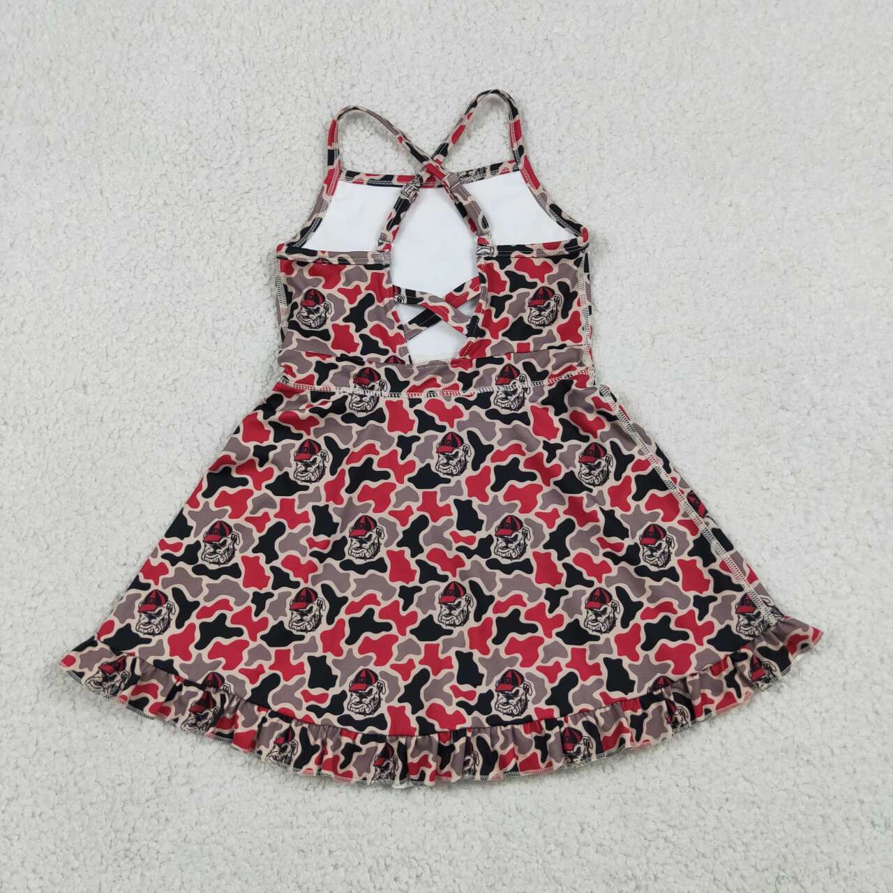 Bulldog Team camo design girls summer active yoga dress