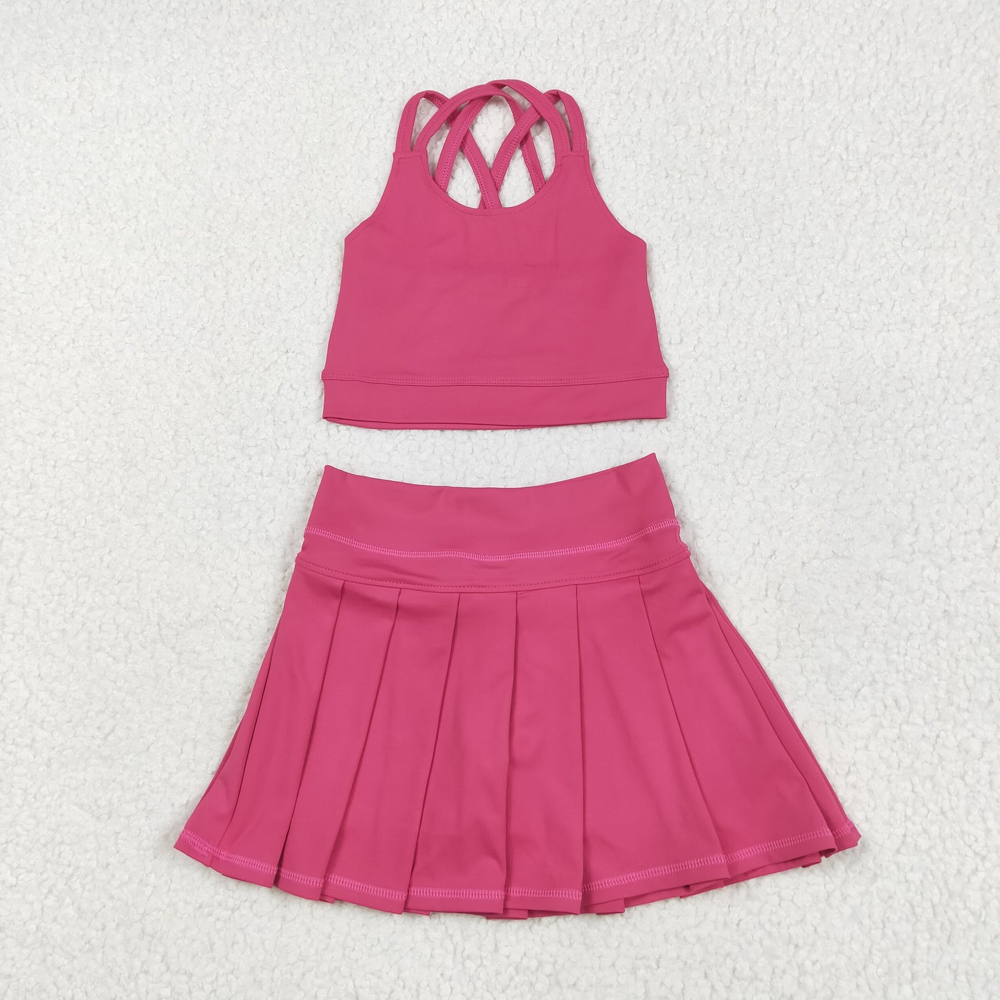 Baby girls hot pink active wear athletic summer yoga skirt outfit