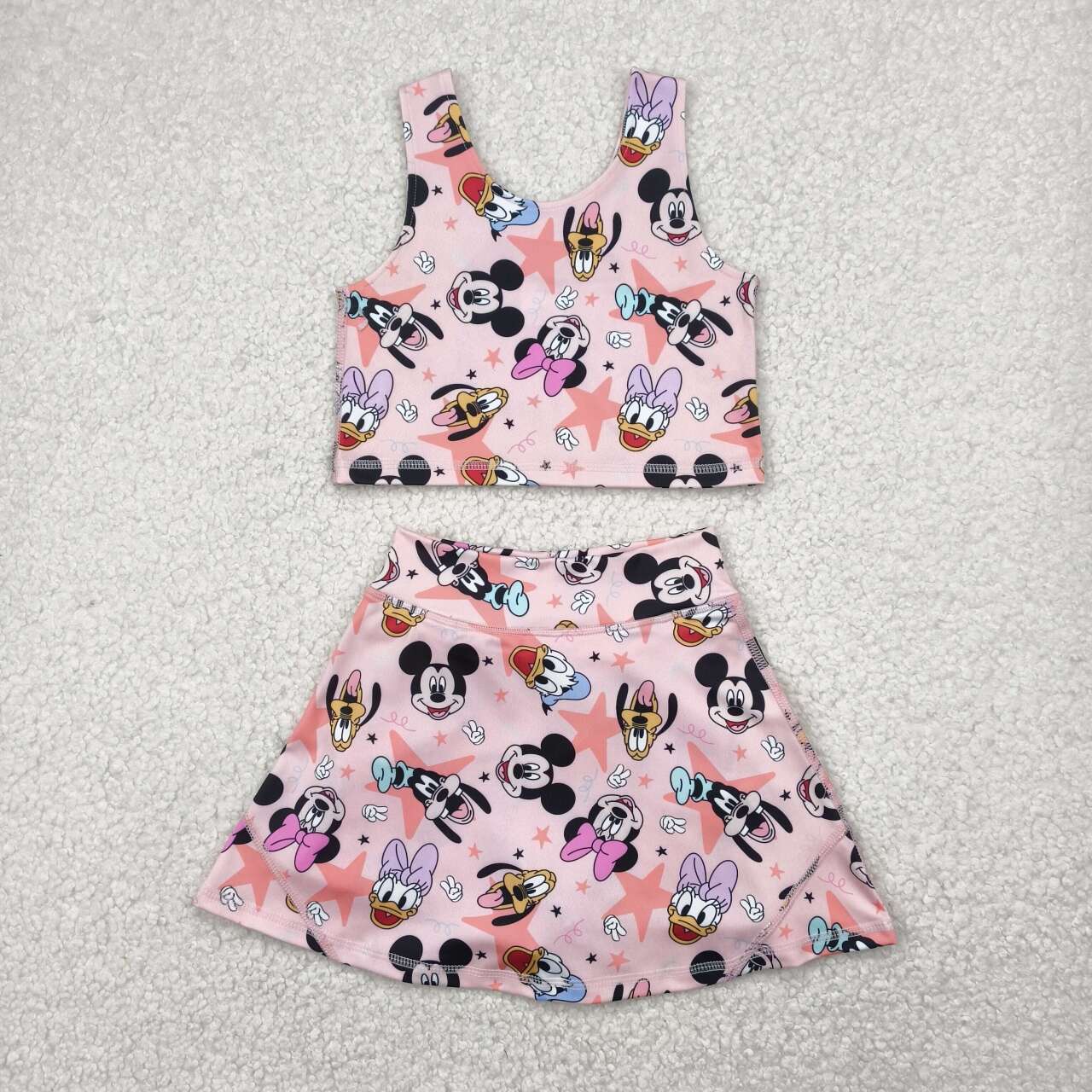 Baby girls cartoon design active wear athletic summer yoga outfit