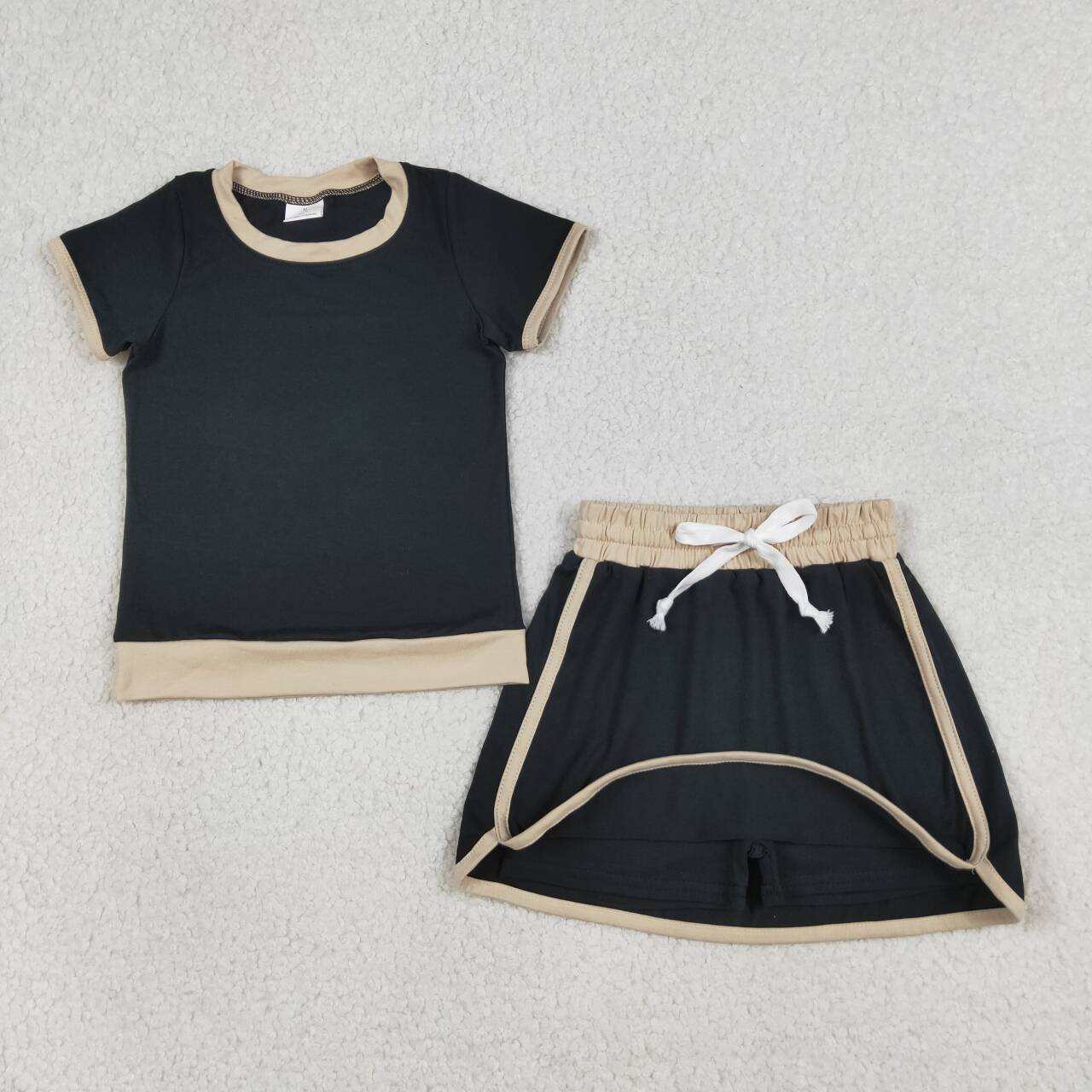 Black top matching shorts girls summer skorts outfit