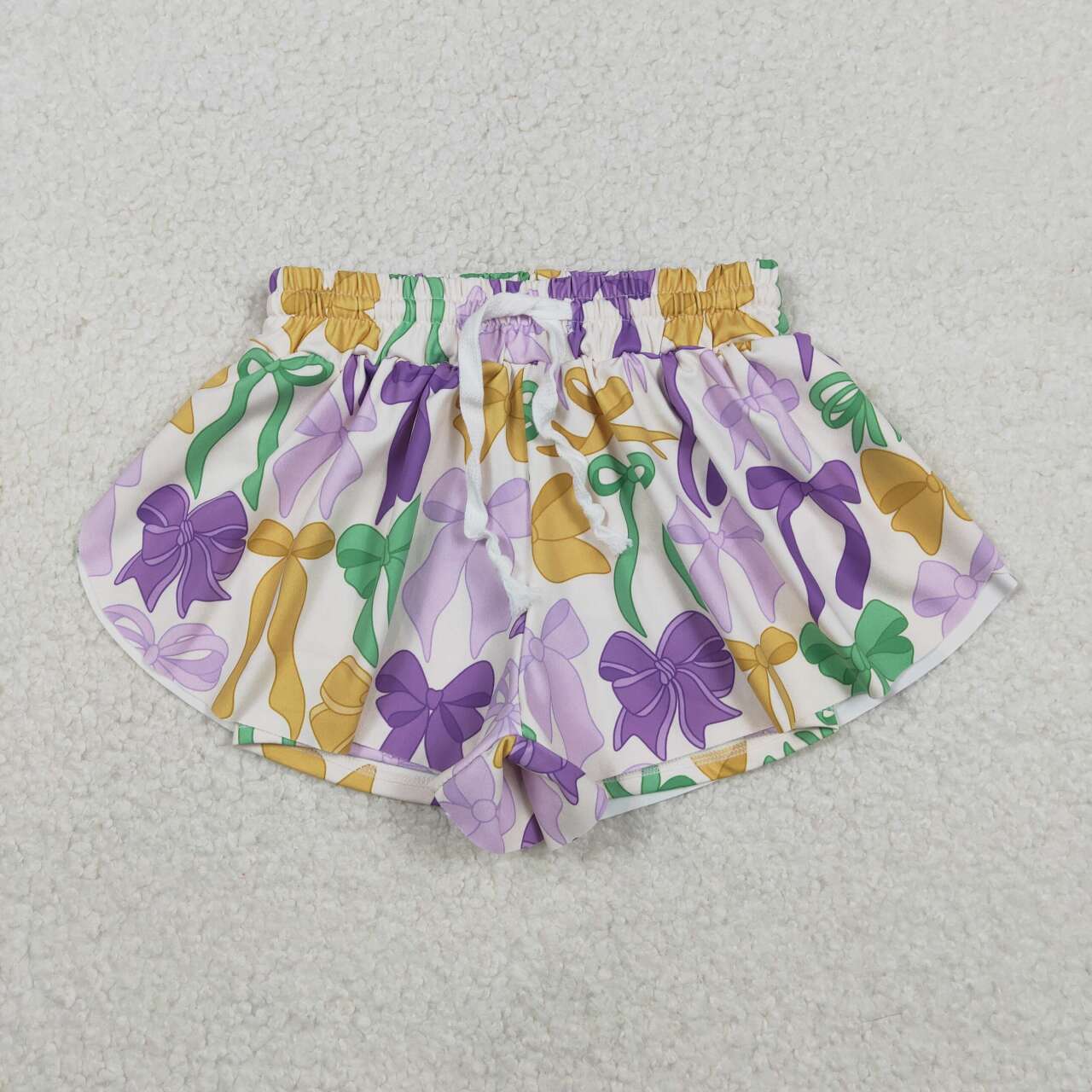 Toddle baby Mardi Gras bow summer shorts