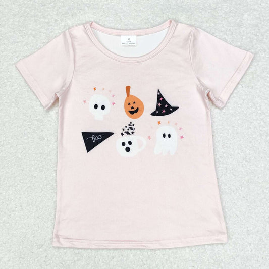 Halloween ghost pumpkin hat short sleeve shirt