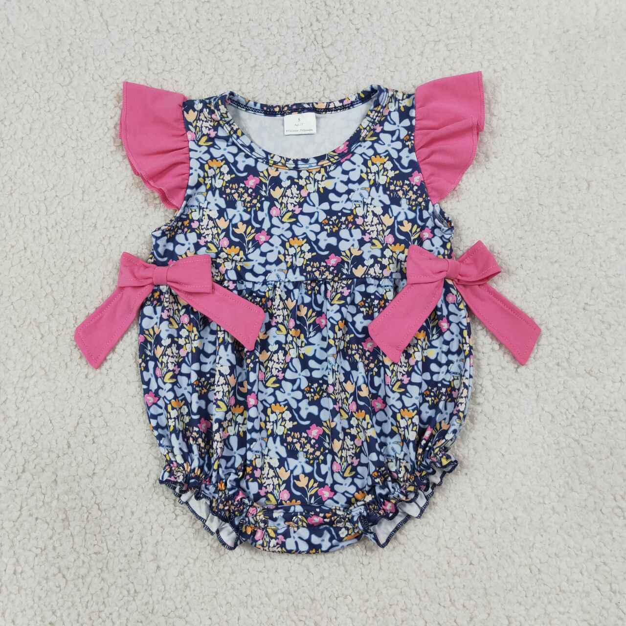 Blue flowers print toodle girl summer romper