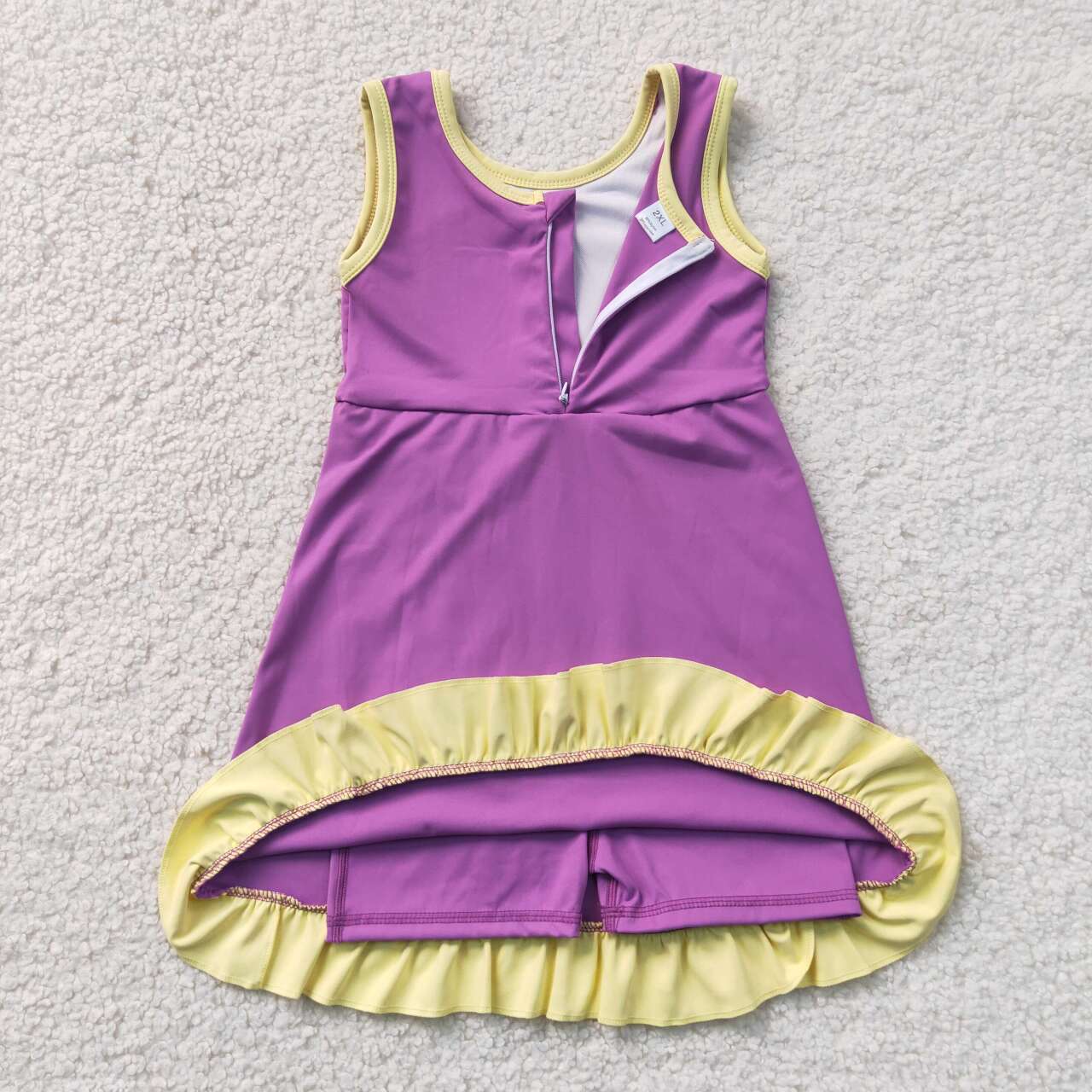 Lavender yellow color girls summer yoga dress