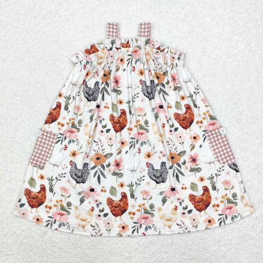 floral animal chicken pocket dress