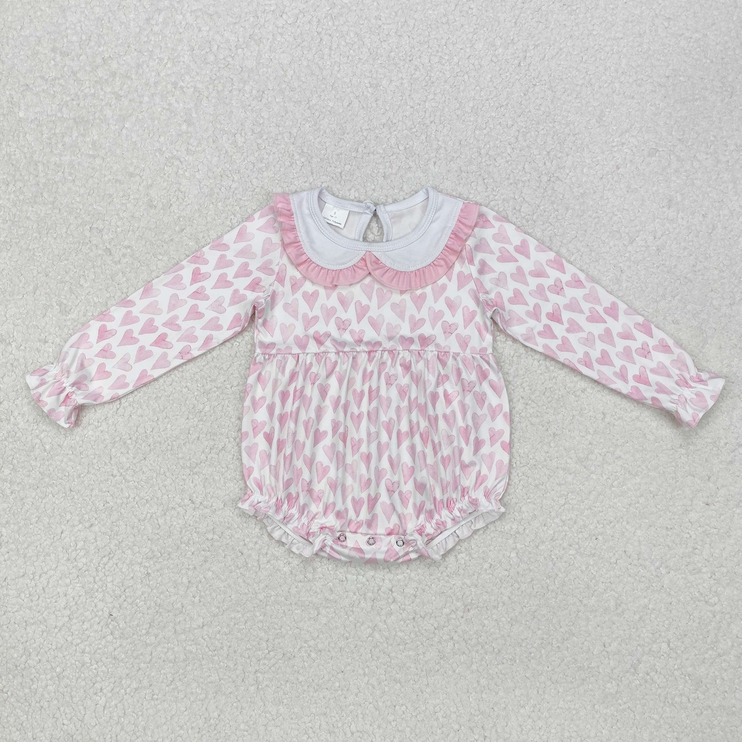 Toddle baby girls Valentines day heart print long sleeve romper