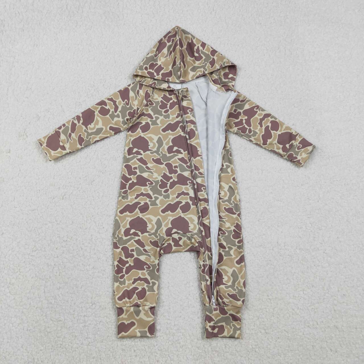 Toddle baby green camo long sleeve hoodie romper