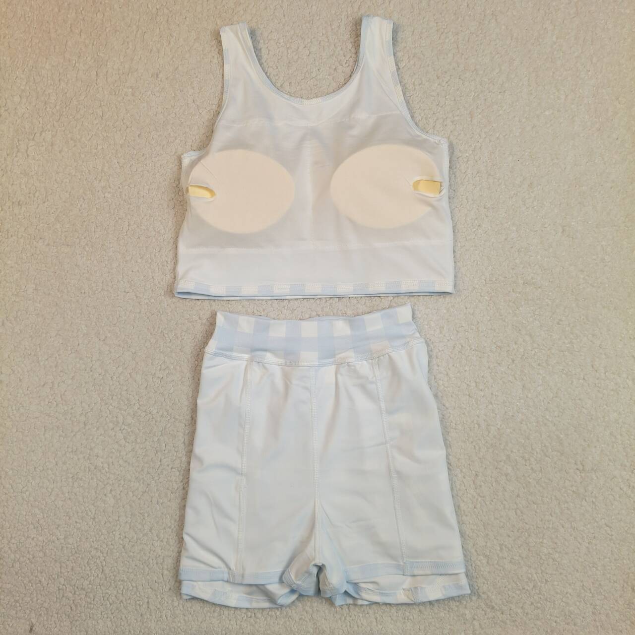 Blue plaid design girls summer yoga dress