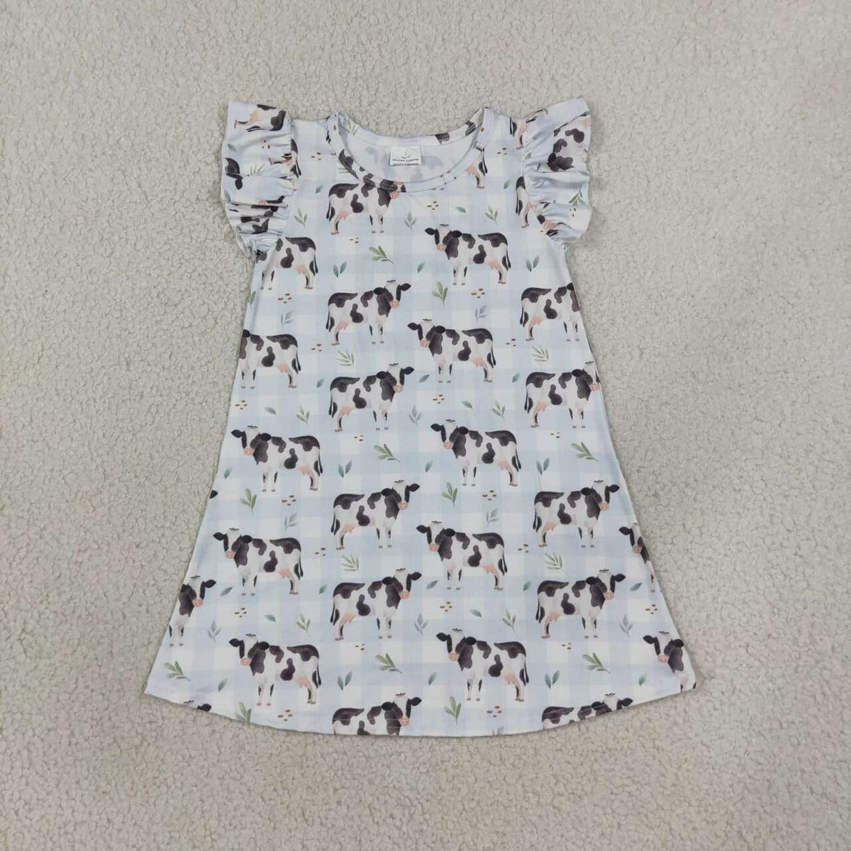 Farm cow print girls summer dress
