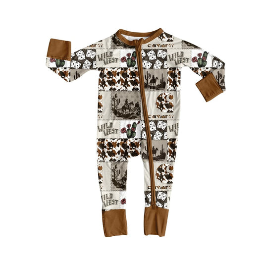 Toddle kids long sleeve western bamboo zip romper