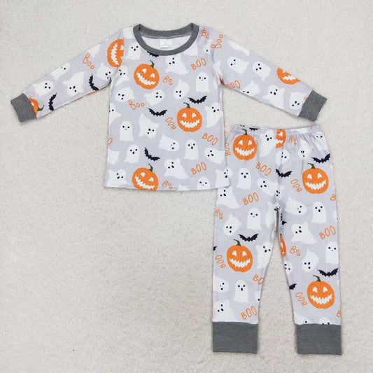 baby boy clothes halloween pumpkin ghost boo pajama set