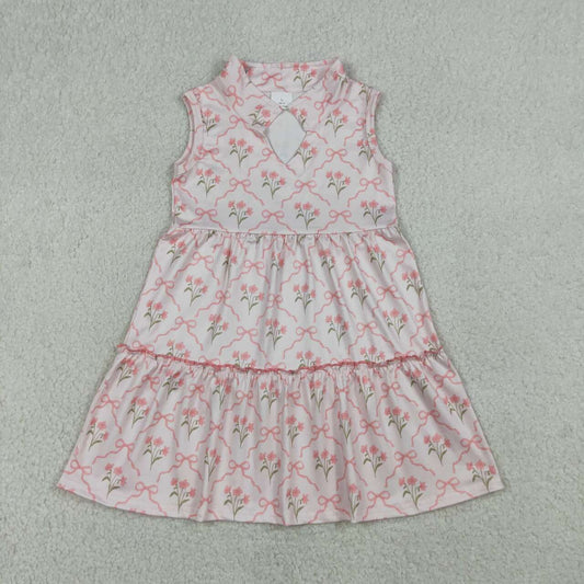 Pink floral kids baby holiday dress