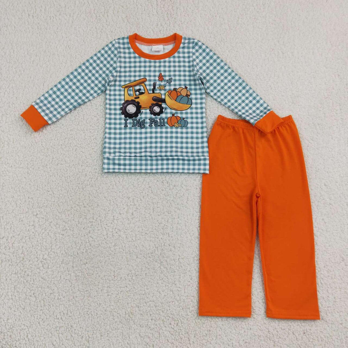 Fall Pumpkin truck boys long sleeve pajama set outfit