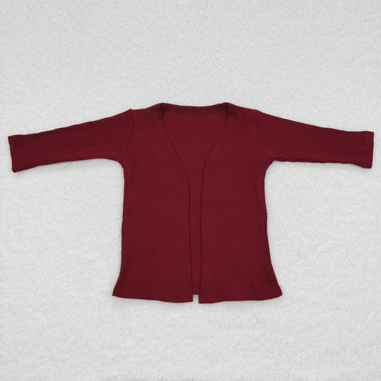 wine red long sleeve cardigan coat