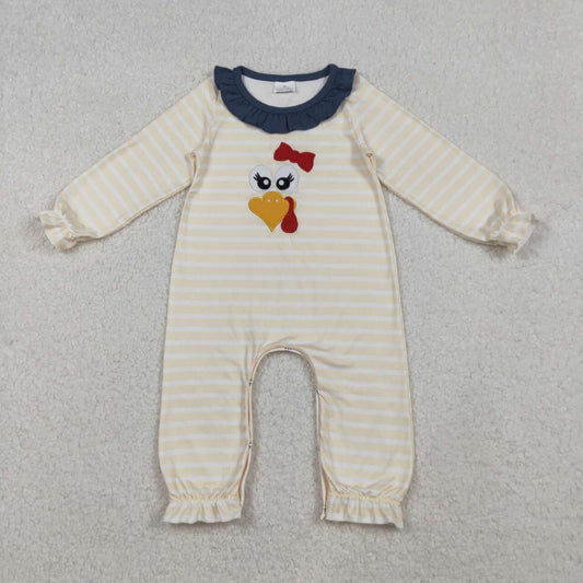 Thanksgiving turkey infant baby girls long sleeve romper
