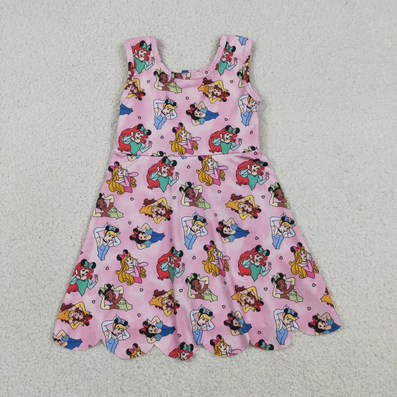 Princess print girls summer yoga dress