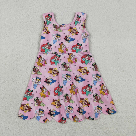 Princess print girls summer yoga dress
