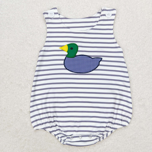 cute embroidery duck baby boy summer romper