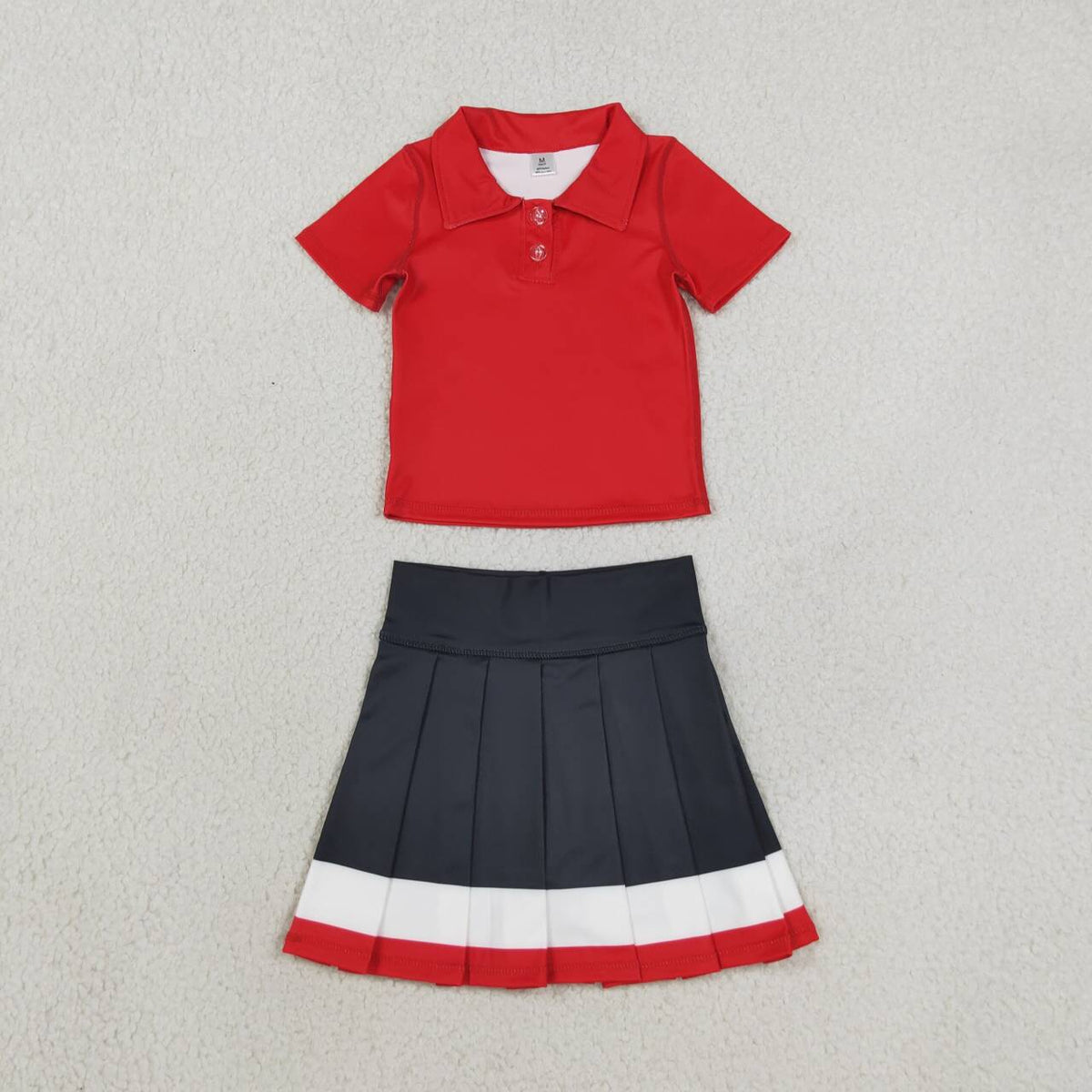 Red short sleeve top matching skirts girls summer yoga outfit