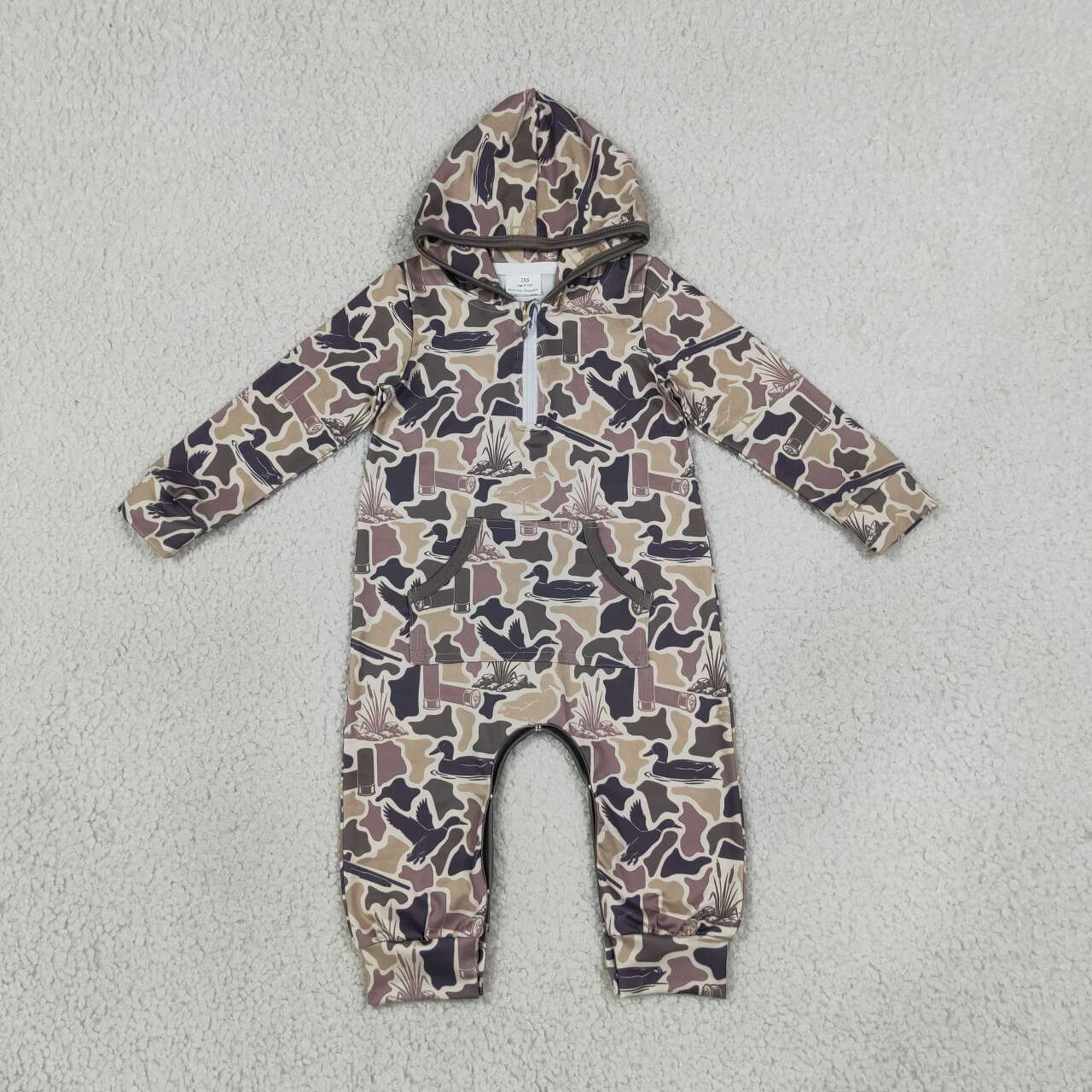 Toddle baby duck print long sleeve hoodie romper