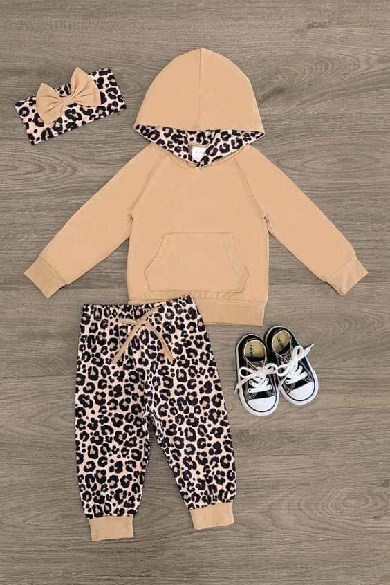 Baby girls leopard hoodie set