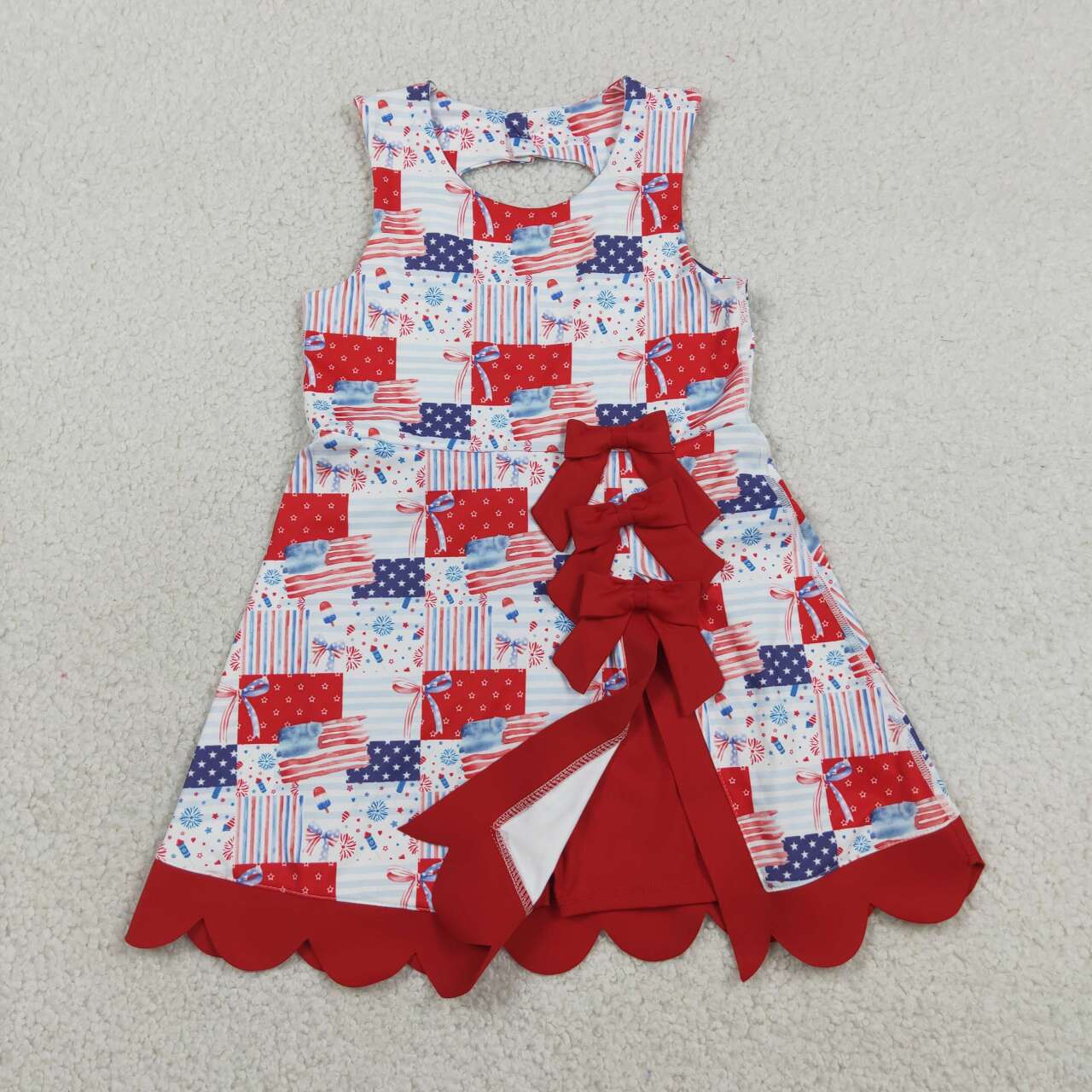 July 4th bow design girls summer yoga dress