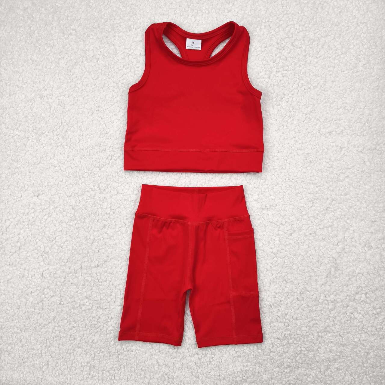 Toddle baby girl red active wear athletic summer outfit