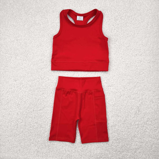 Toddle baby girl red active wear athletic summer outfit