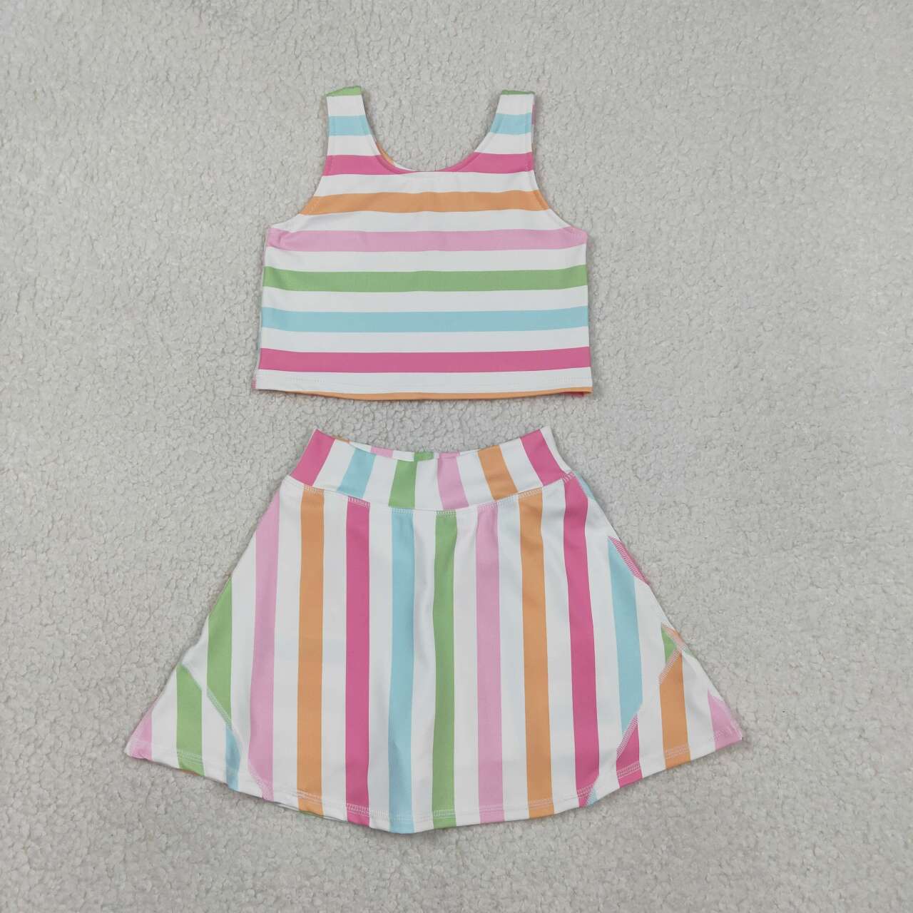 Baby girls colorful stripes floral yoga active wear two pieces outfit