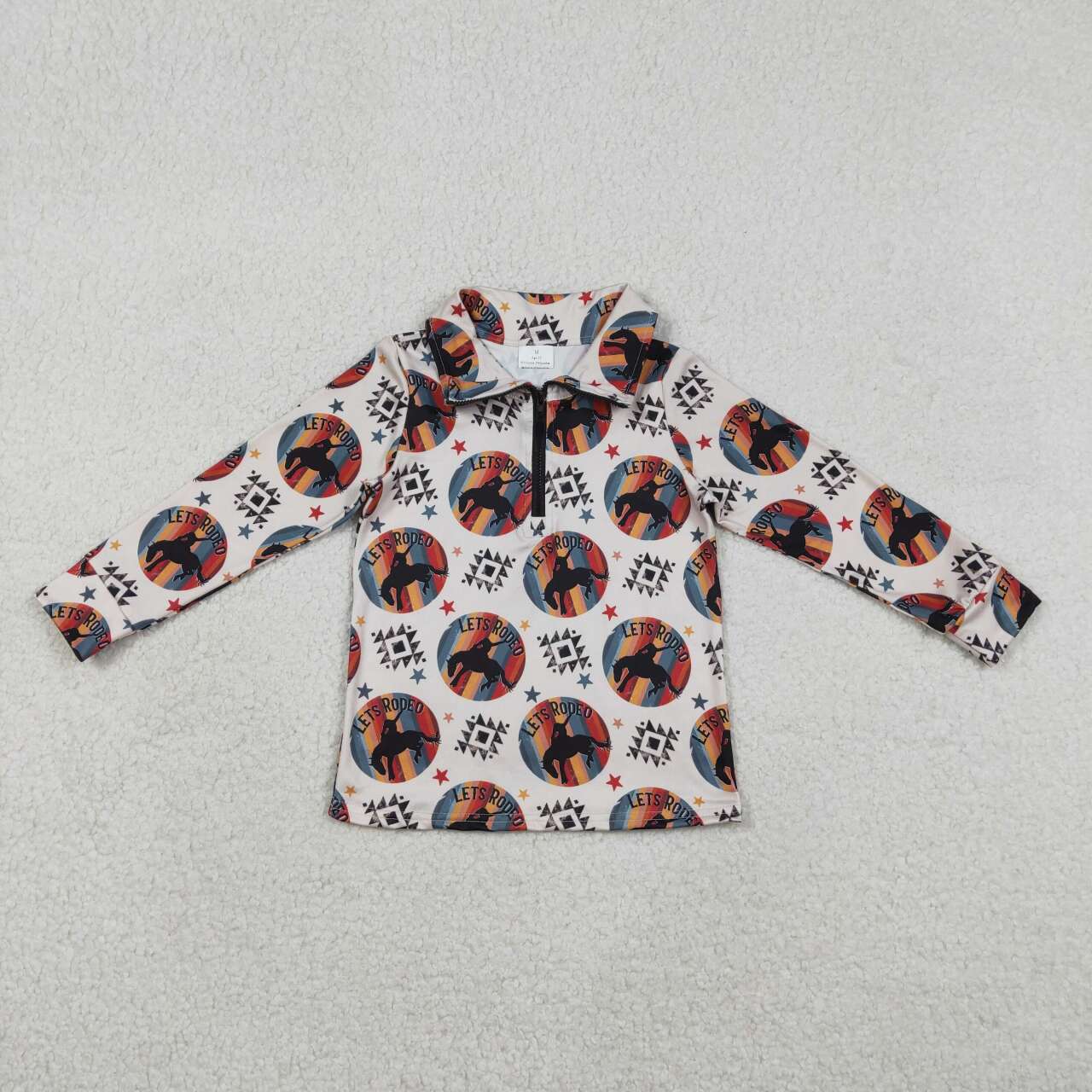 Western cowboy kids long sleeve pullover top