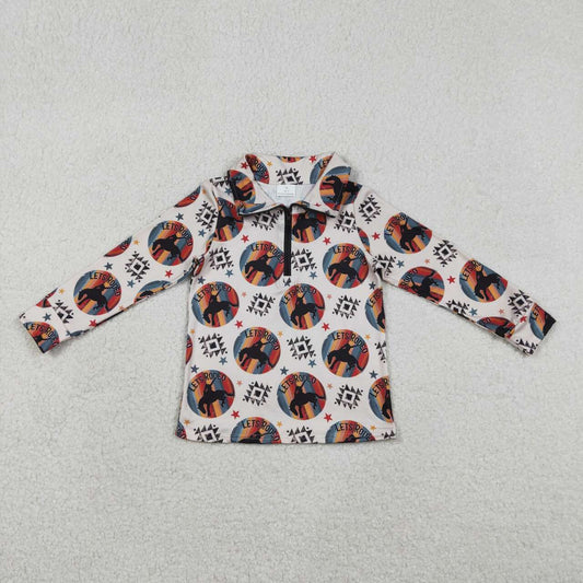 Western cowboy kids long sleeve pullover top