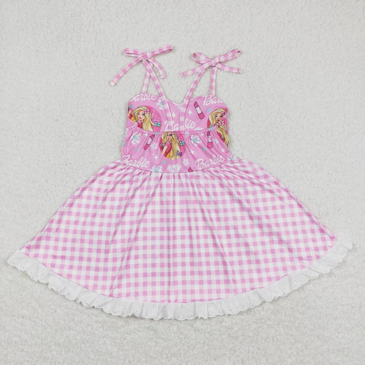 toddle girls pink doll gingham dress