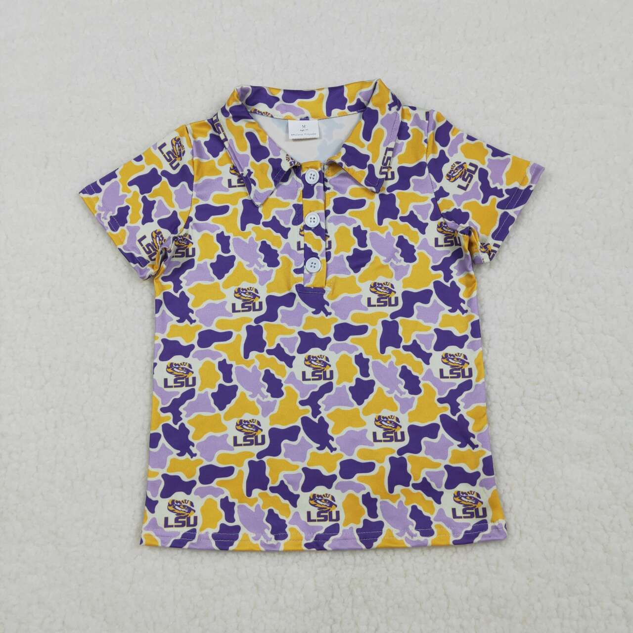 Lsu print boy short sleeve pullover top