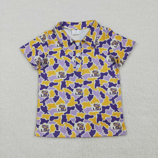 Lsu print boy short sleeve pullover top