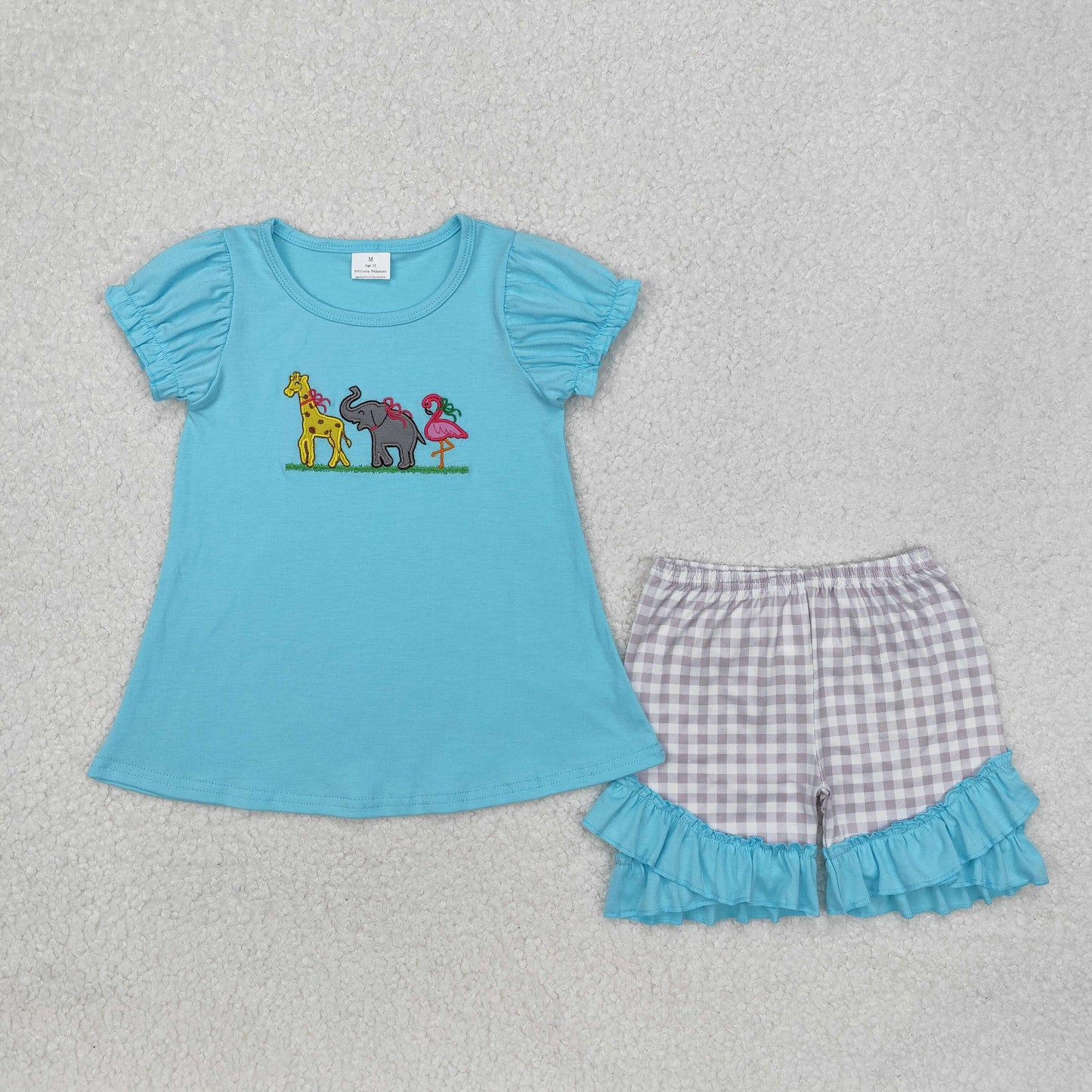 Toddle baby girl embroidery animal design summer outfit