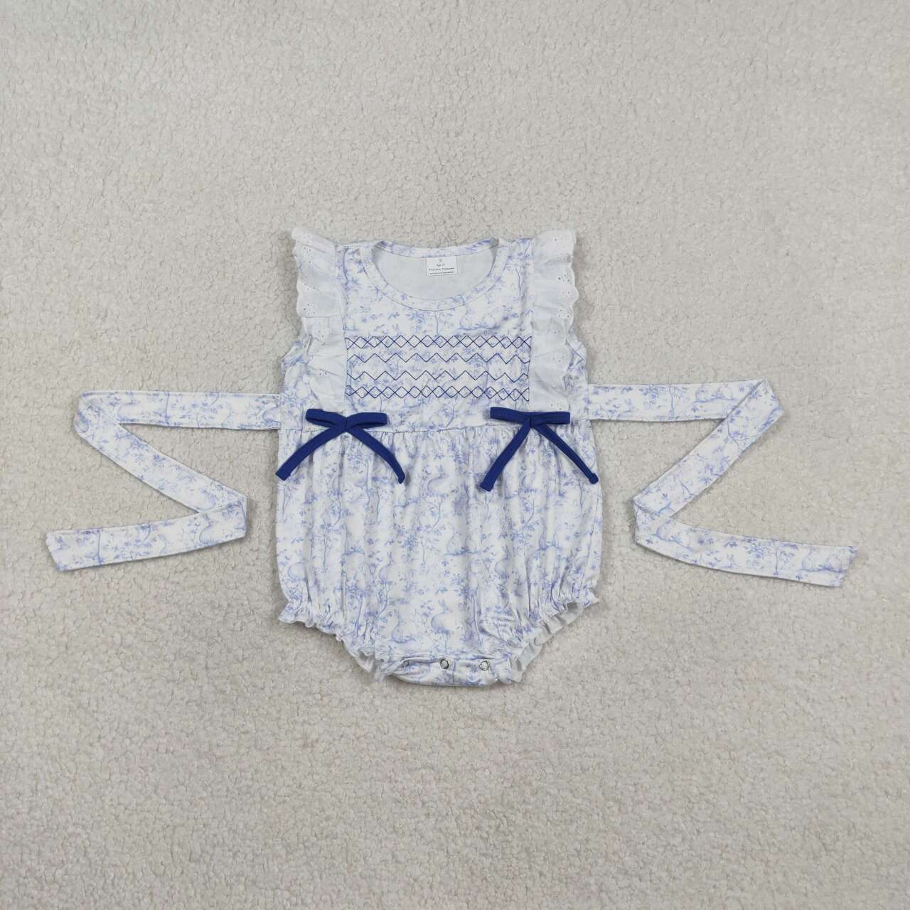 Easter bunny floral baby girl embroidery romper
