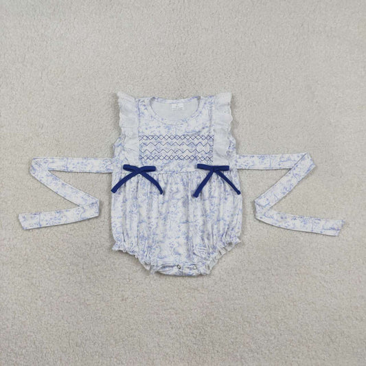 Easter bunny floral baby girl embroidery romper
