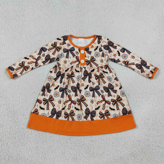 Halloween bows girls long sleeve fall winter dress