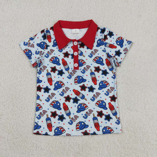 July 4th design kids short sleeve pullover top