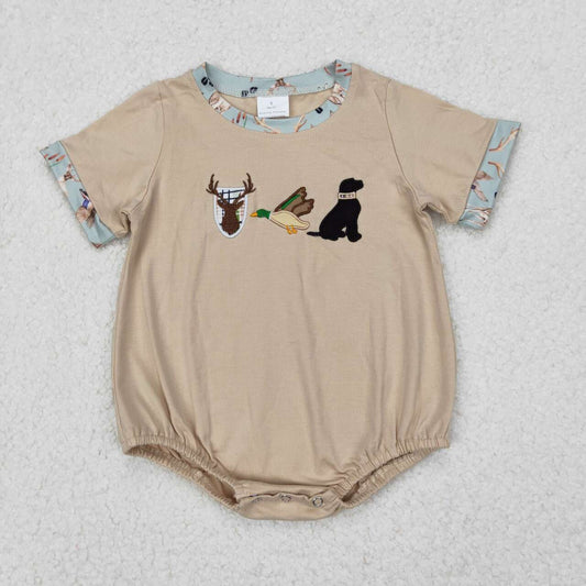 Toddle baby boy embroidery deer duck dog hunting romper