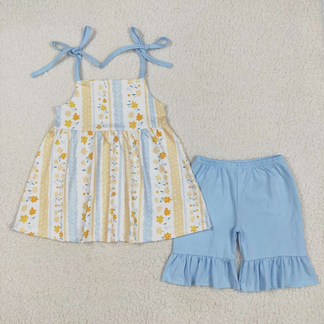 Yellow floral baby girl summer outfit