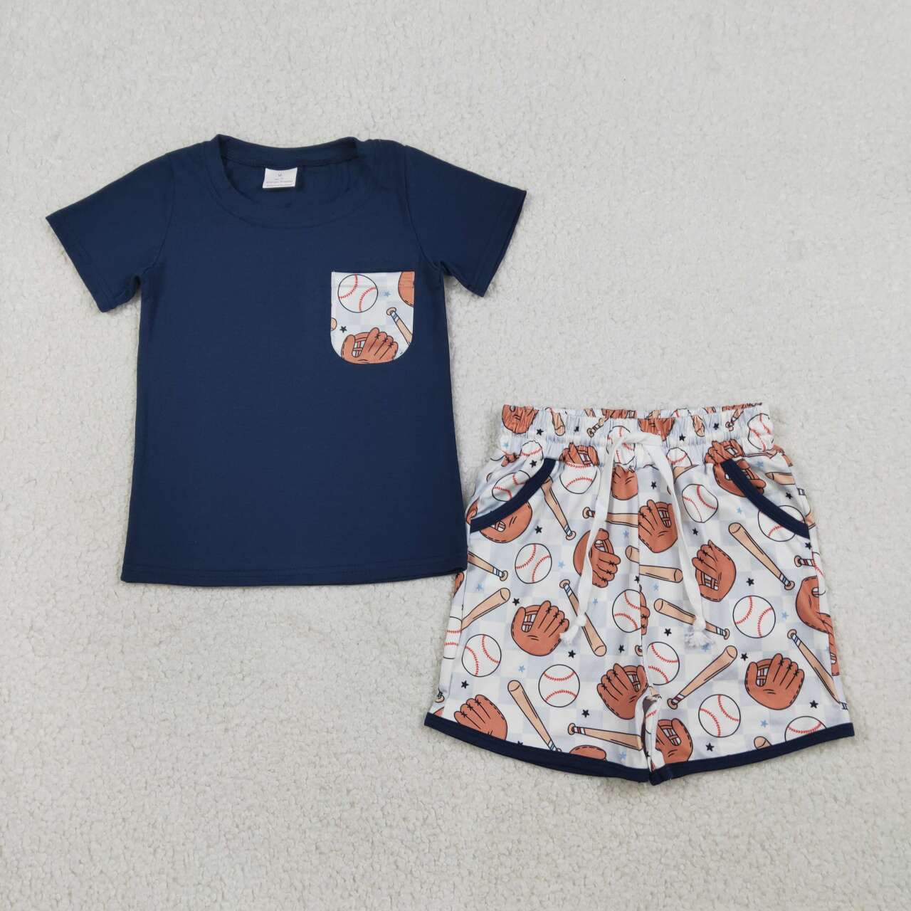 Baseball pocket top matching shorts boy summer outfit