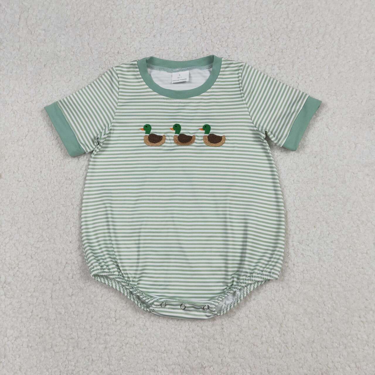 Embroidery Mallard duck toddle baby baby short sleeve romper